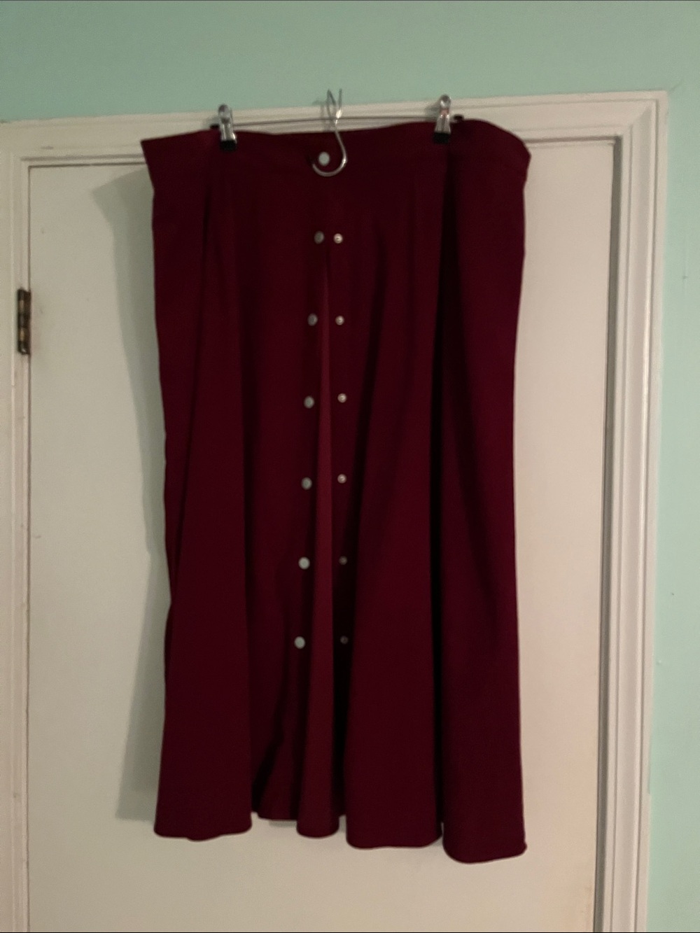 Cider Burgundy Midi Button-Front Skirt